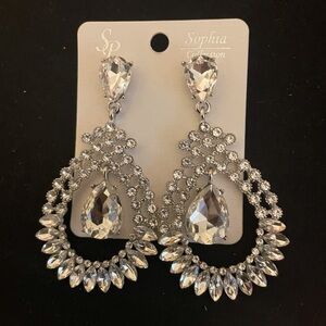 Silver Crystal Drop Earrings